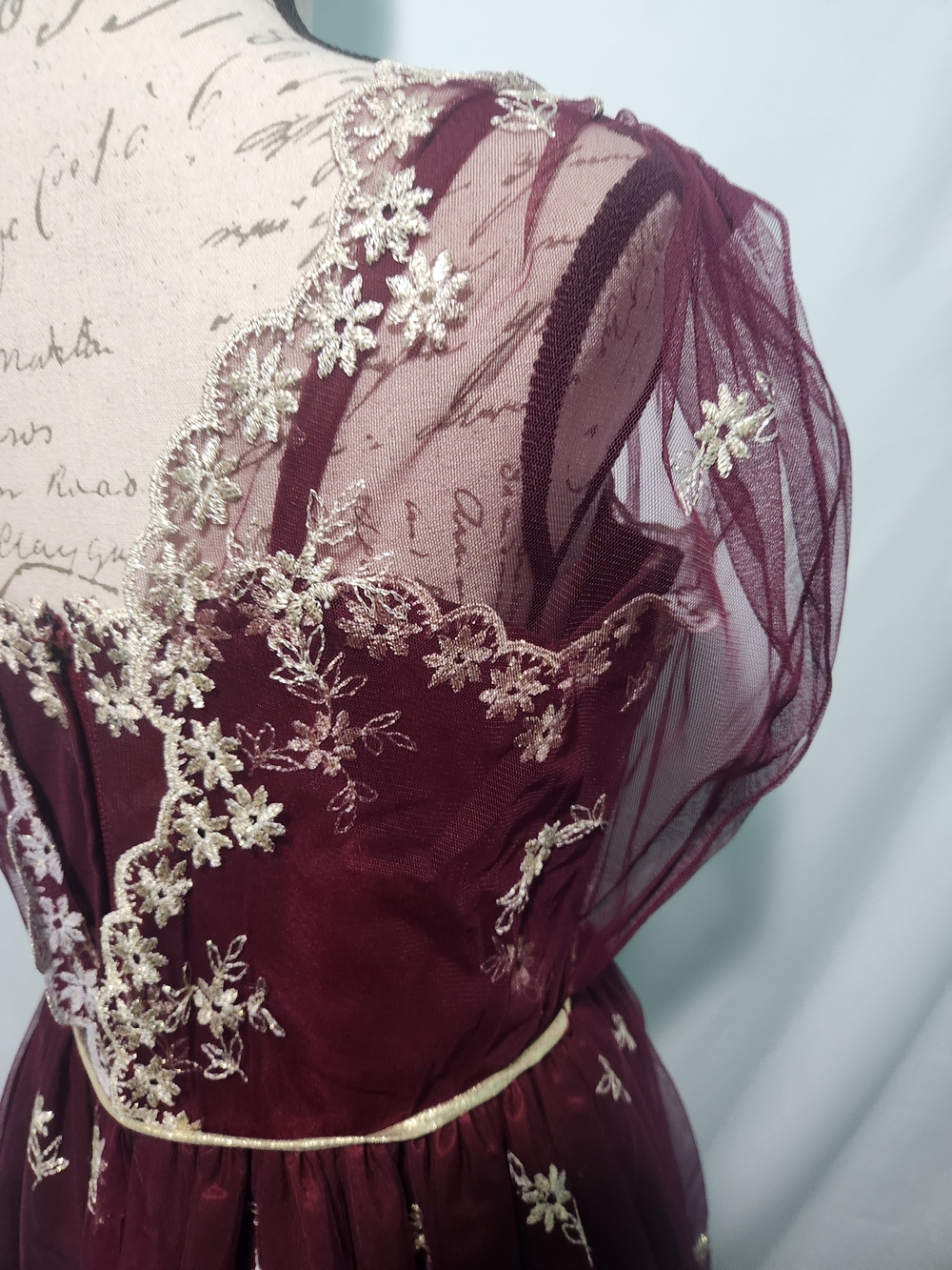 Alyce Designs Burgundy Formal Dress. Romantic Renaissance Fairycore Princess. - Picture 3 of 12